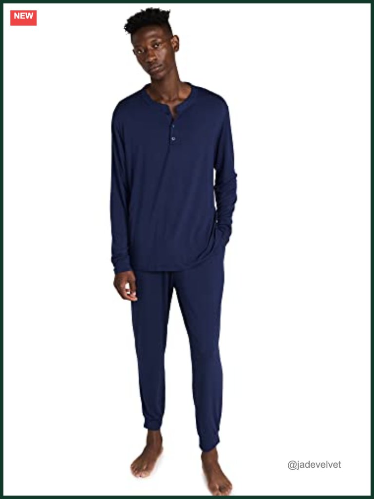 Men's Henley Pajama Set With Pockets